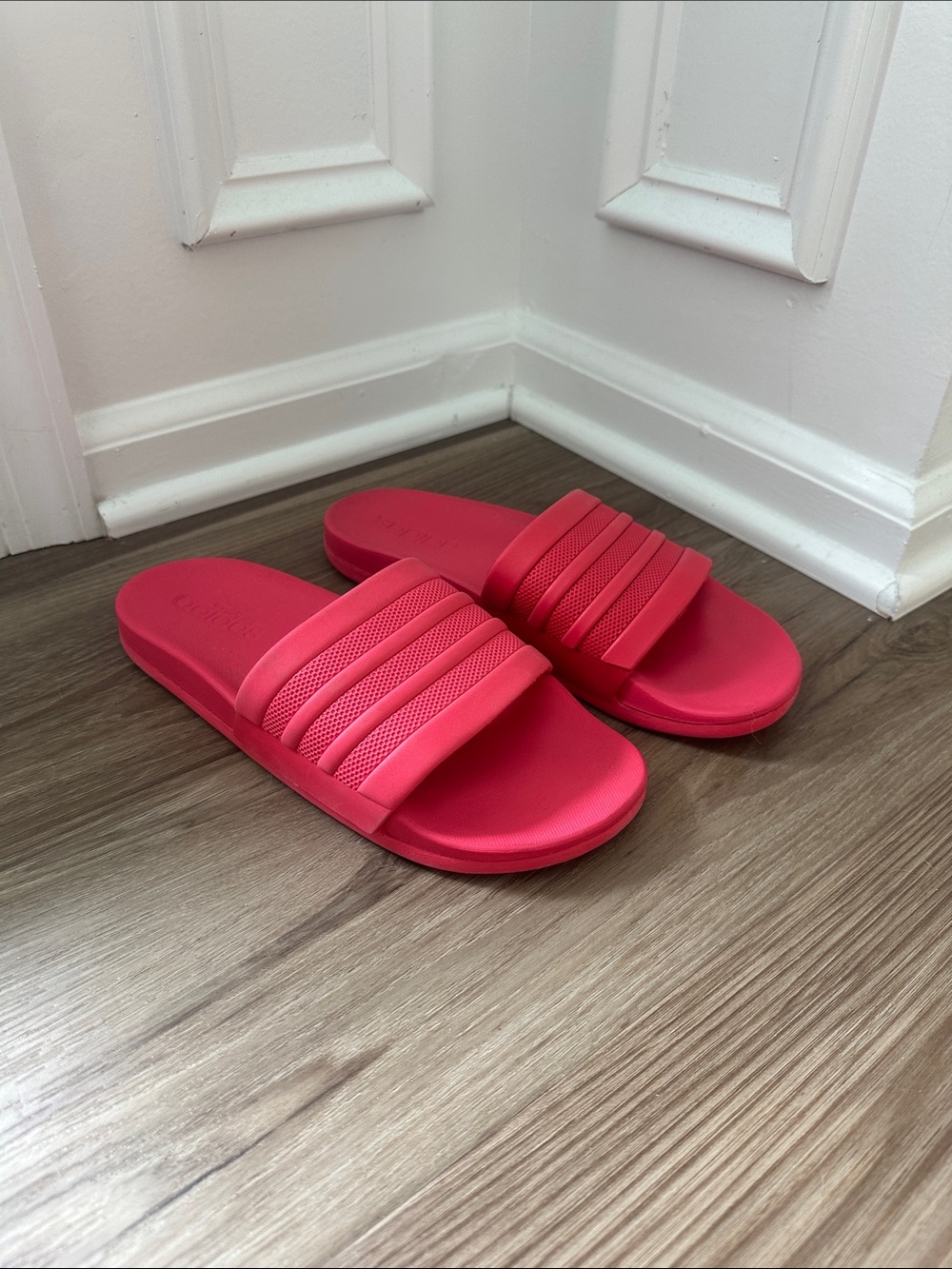 Pink Adidas Slides